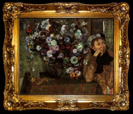 framed  Edgar Degas Madame Valpincon with Chrysanthemums, ta009-2